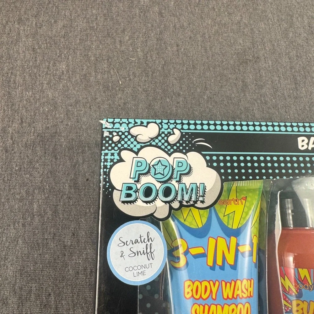 Body & Earth Pop Boom 4 Piece Bath Set Coconut Lime Cucumber Melon New